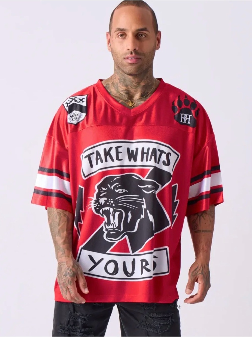 Reason Take What’s Yours Graphic Football Jersey Red Men’s Size L NWT